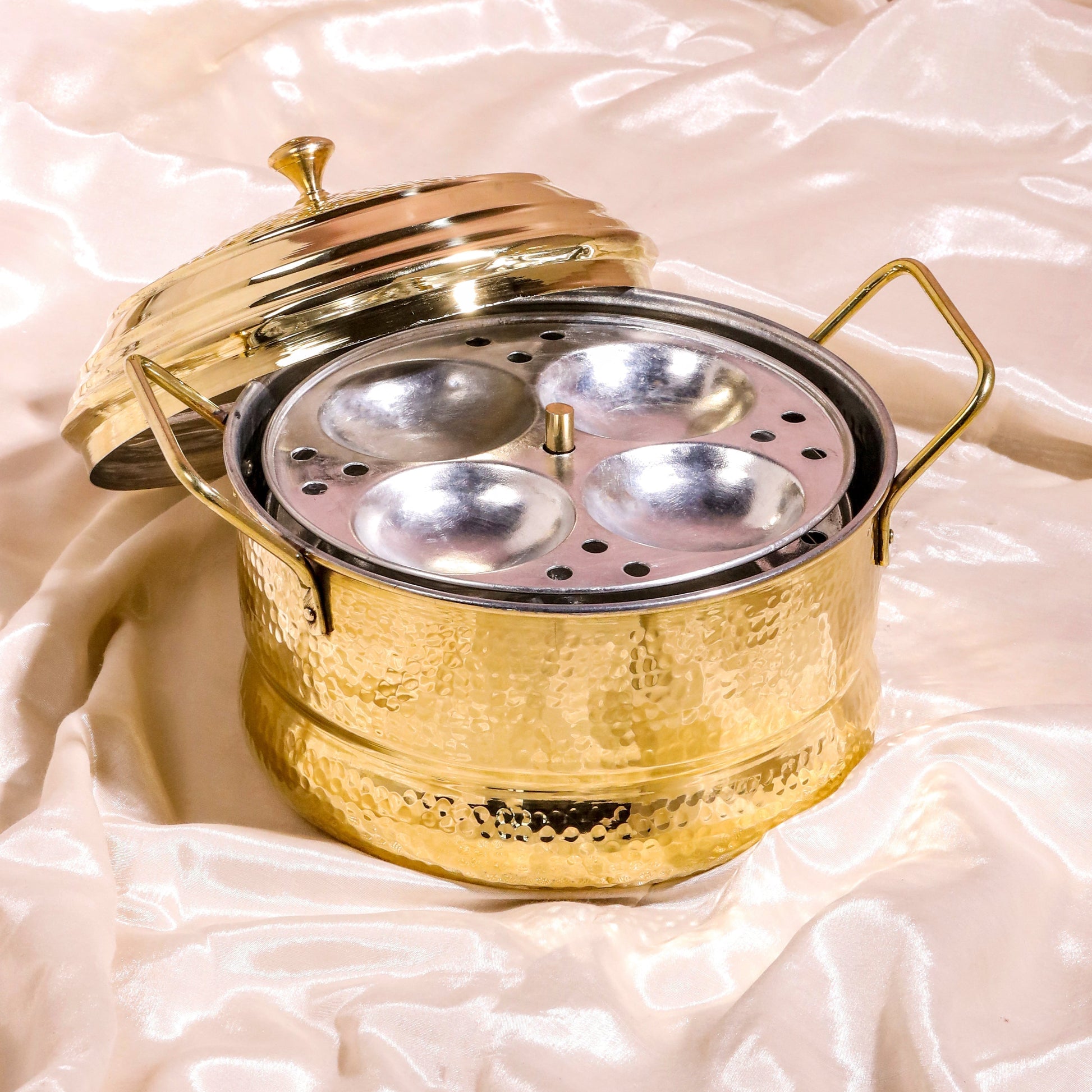 Traditional Brass Idli Cooker / Idli Maker – Ayurvedic Cookware (8 Inch, Handcrafted, South Indian Style) - Image 2