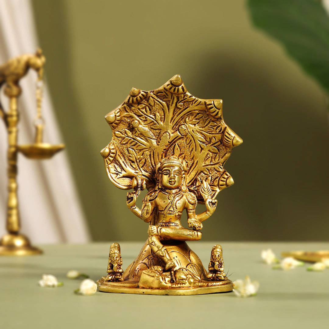 Brass Dakshinamurti Idol (6.5 Inch) - Eco-friendly - Sama Homes