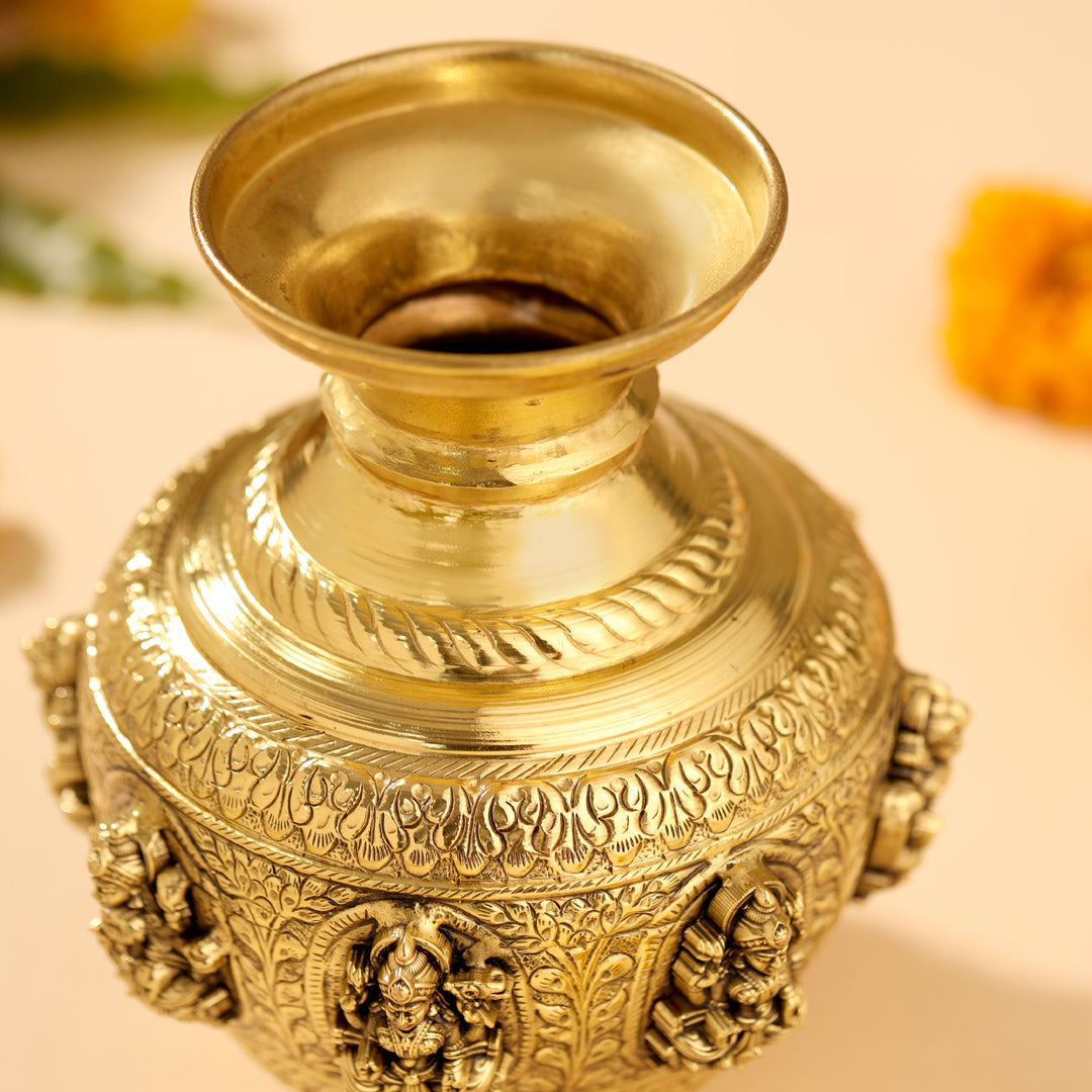 Brass Ashtalakshmi And Dashavatara Kodam/Kalash - Image 9