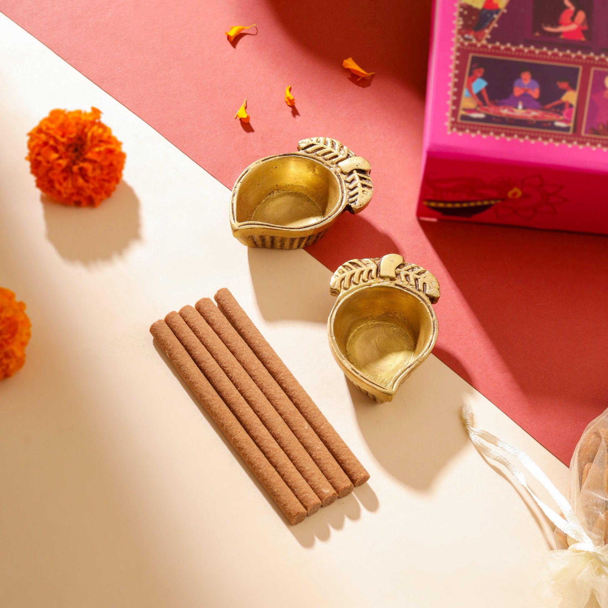 Brass Diya Pair Festive Gift Hamper - Image 3