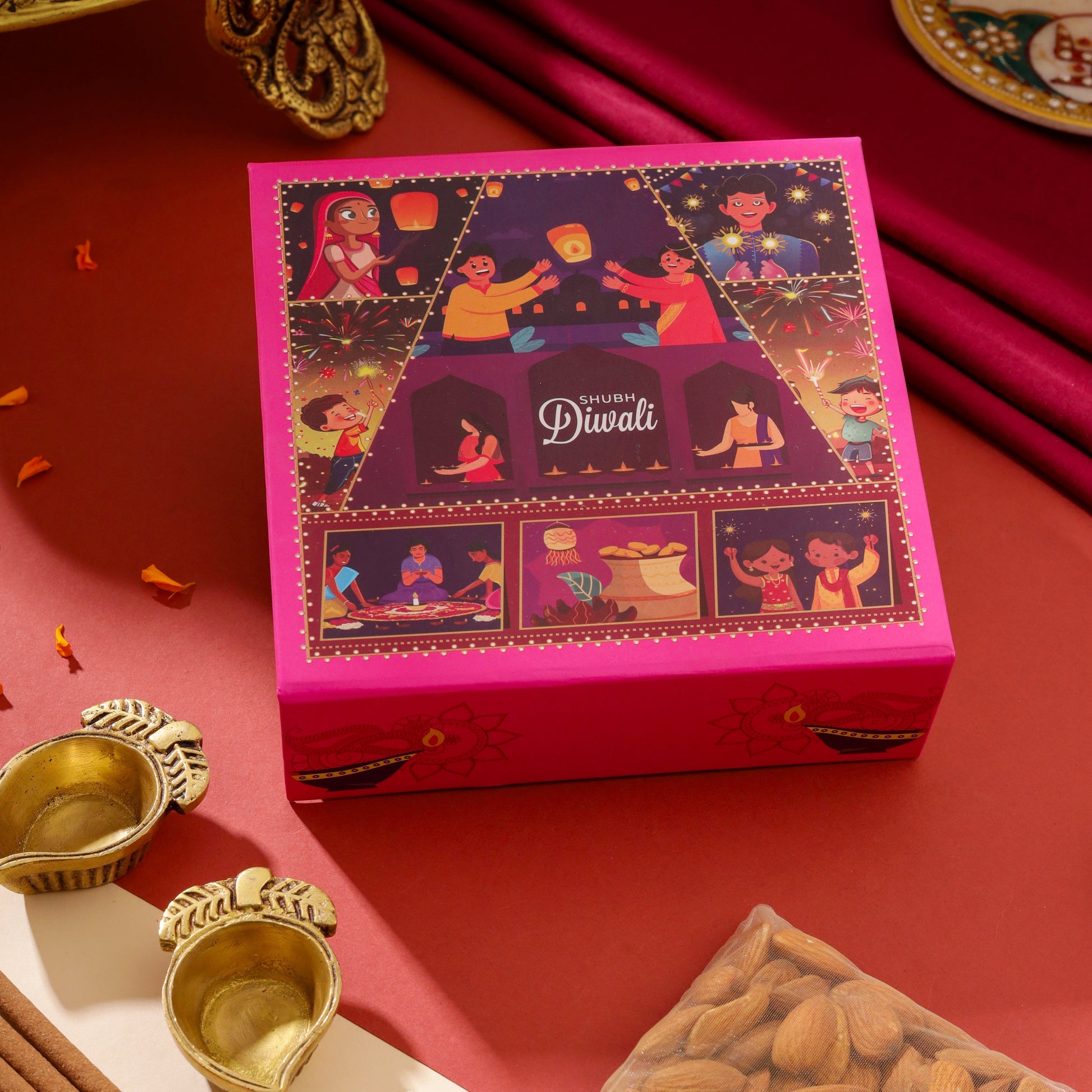 Brass Diya Pair Festive Gift Hamper - Image 4
