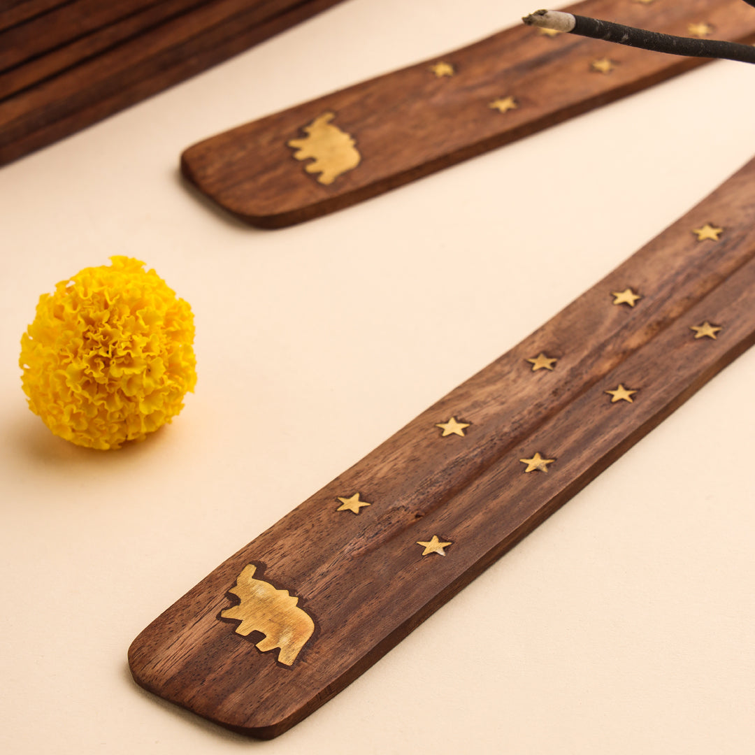 Wooden Incense Holder Set of 10 – Handcrafted Aromatherapy & Meditation Accessories