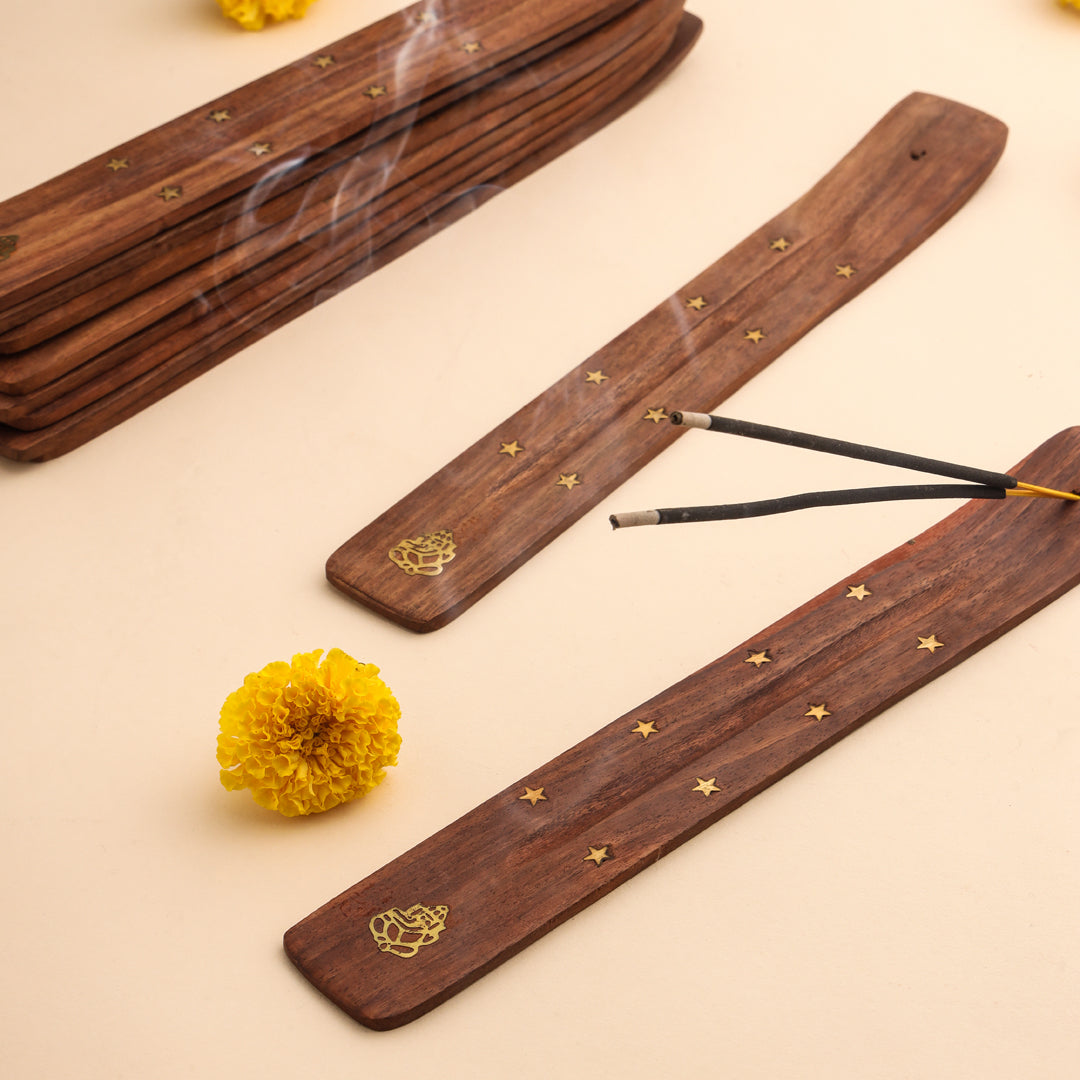Wooden Incense Holder Set of 10 – Handcrafted Aromatherapy & Meditation Accessories - Image 4