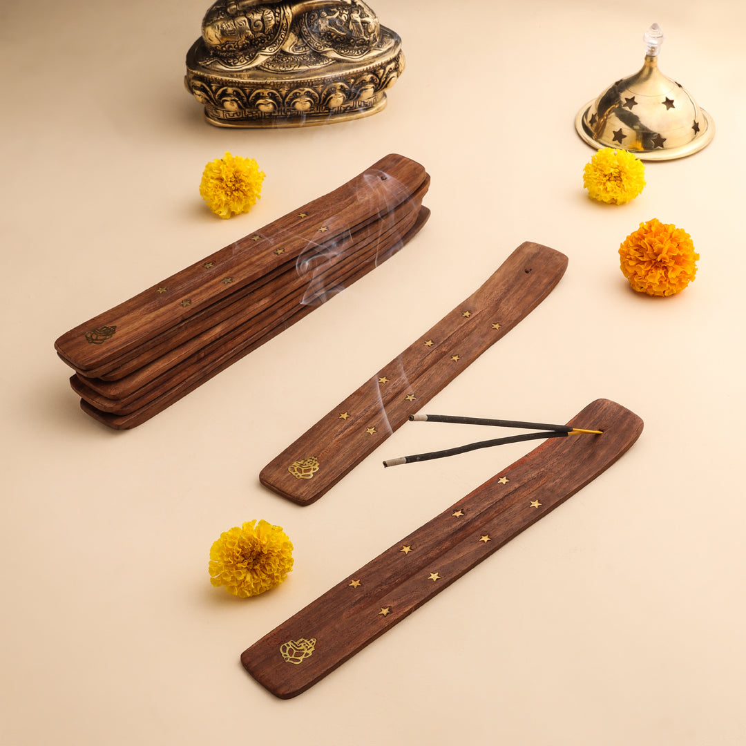 Wooden Incense Holder Set of 10 – Handcrafted Aromatherapy & Meditation Accessories - Image 3