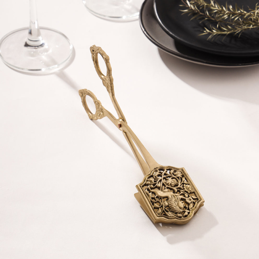 Handcrafted 8-Inch Brass Pastry Tongs – Antique Gold Finish, Sustainable – Image 4 - Image 4