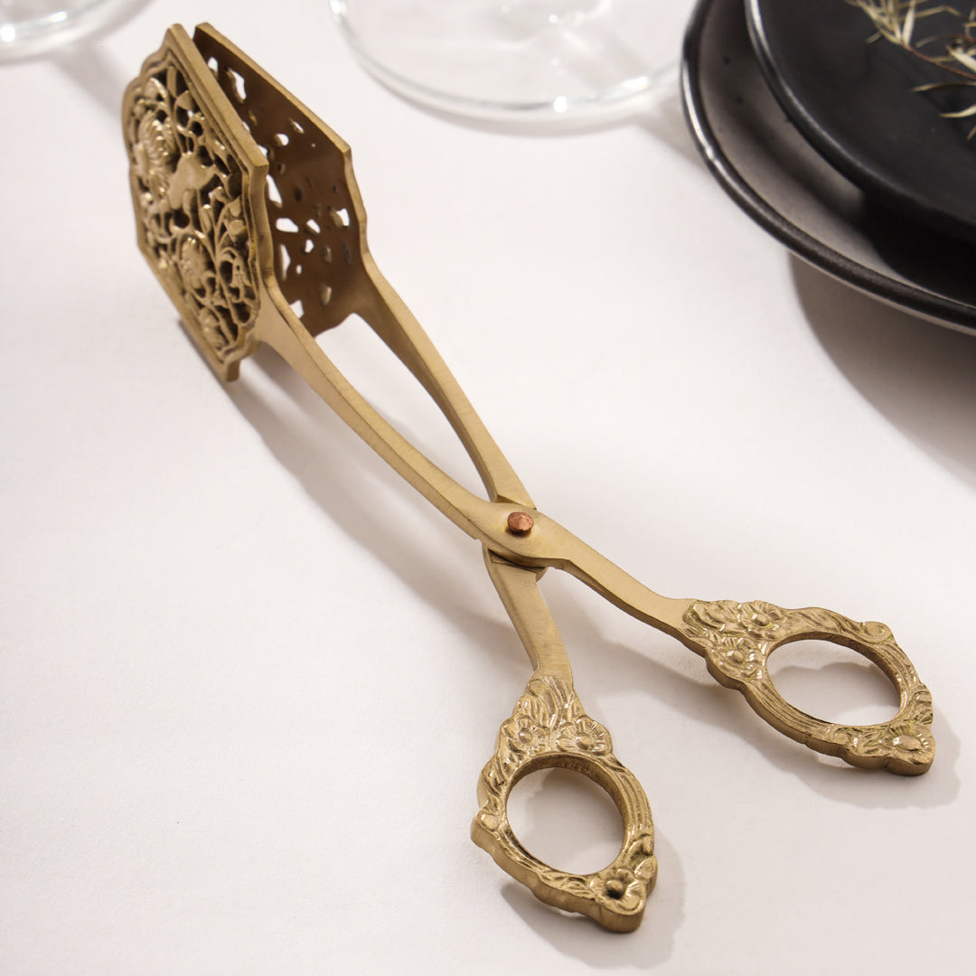 Handcrafted 8-Inch Brass Pastry Tongs – Antique Gold Finish, Sustainable – Image 5