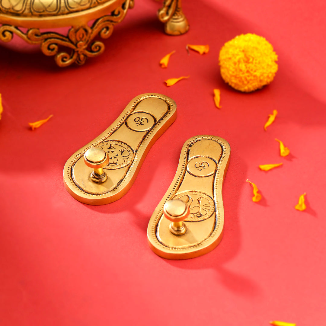 Brass Charan Paduka Set (5.5 Inch) - Eco-friendly - Sama Homes