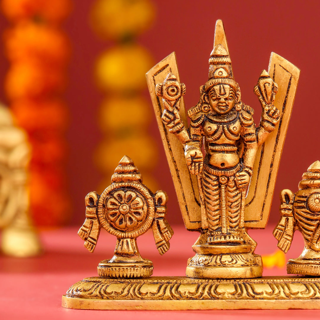 Brass Balaji, Shankh Chakra And Namah Showpiece (3.5 Inch) – Image 3