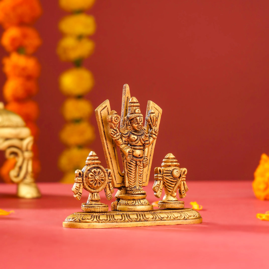 Brass Balaji, Shankh Chakra And Namah Showpiece (3.5 Inch) – Image 5