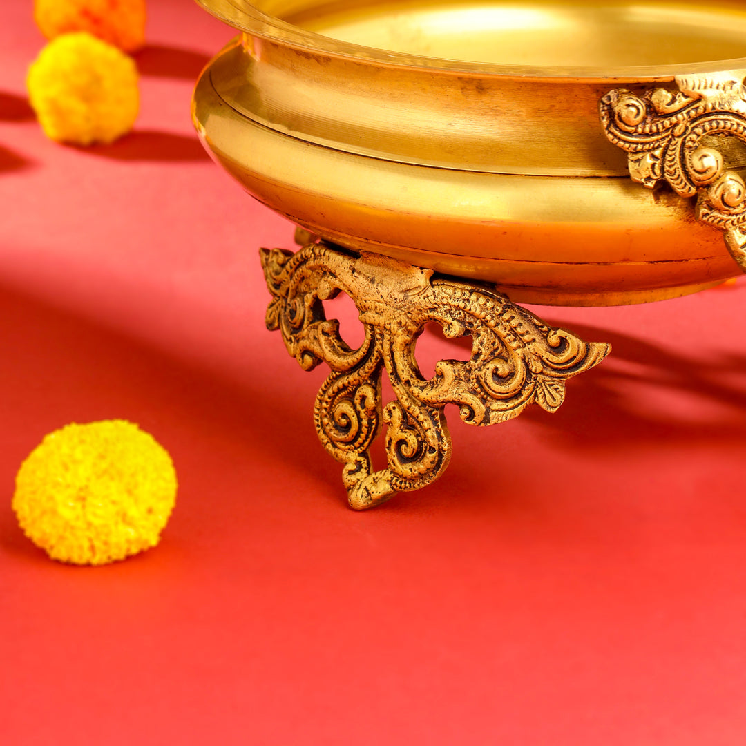 Brass Double Peacock Urli Bowl (11.5 Inch) – Image 4