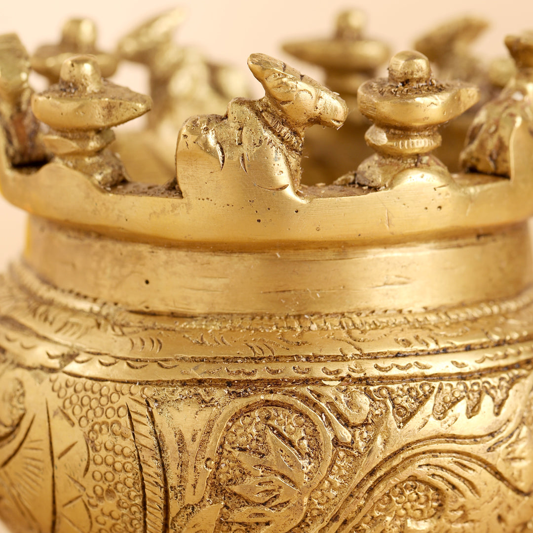 Brass Ganga Kalash with Stand – 4.5 Inch | Handcrafted Sacred Puja Vessel for Hindu Rituals & Temple Decor - Image 7