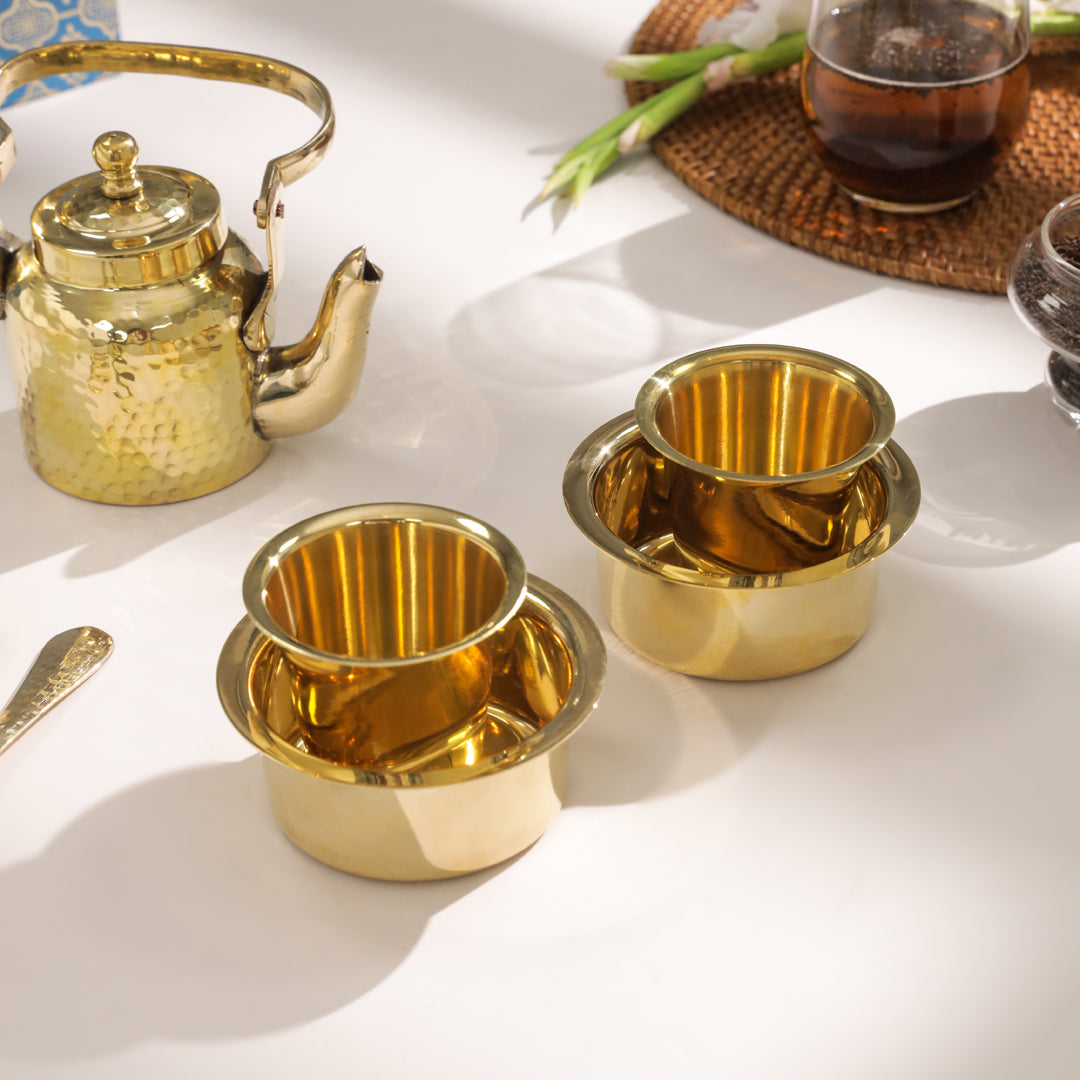 Handcrafted Brass Tea Pot & Davara Set – Luxury Corporate Gift Hamper for Tea Lovers – Image 3