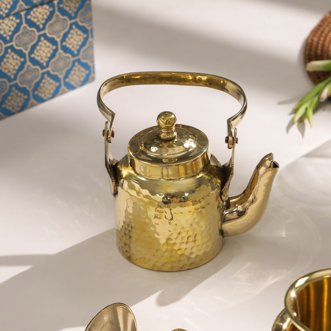 Handcrafted Brass Tea Pot & Davara Set – Luxury Corporate Gift Hamper for Tea Lovers – Image 4 - Image 4