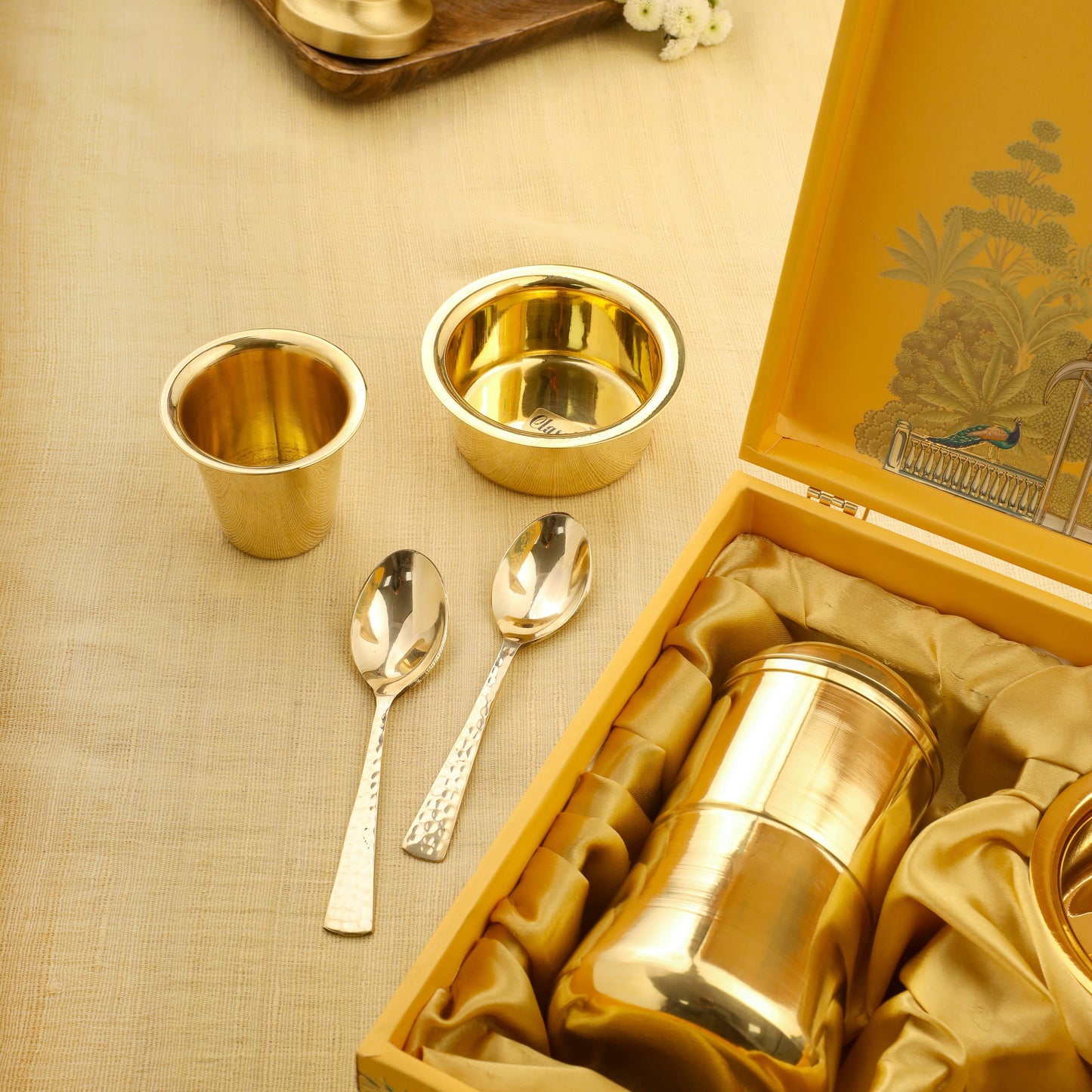 Premium Brass Coffee Maker & Davara Set – Luxury Gift & Corporate Hamper – Image 6