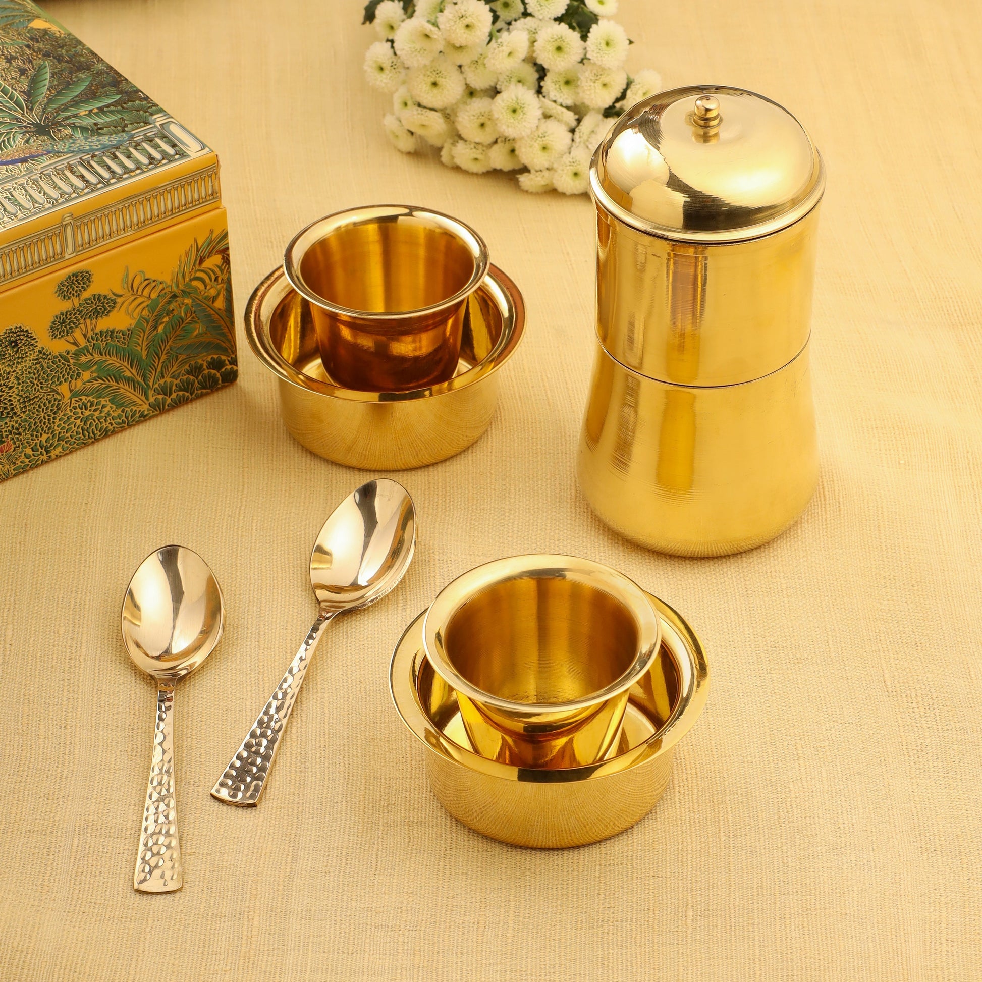 Premium Brass Coffee Maker & Davara Set – Luxury Gift & Corporate Hamper – Image 5 - Image 5