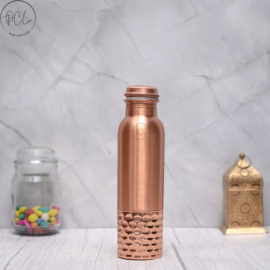 High Quality Pure Copper Water Bottle With Brick Hammered Design 950 ML – Sama Homes