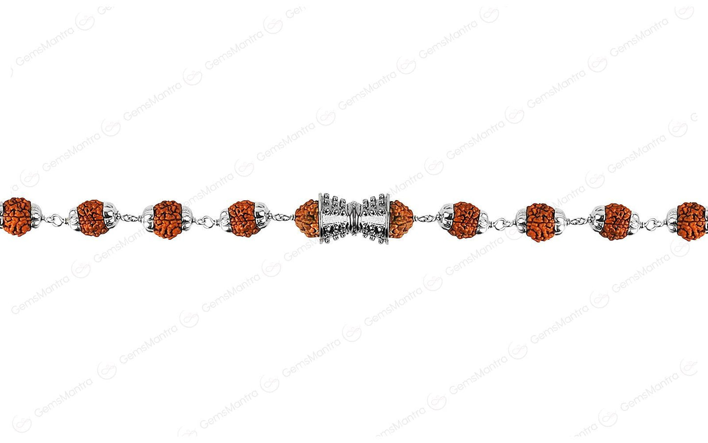 Original 5 Mukhi Rudraksha Silver Damru Bracelet for Kids with Certificate