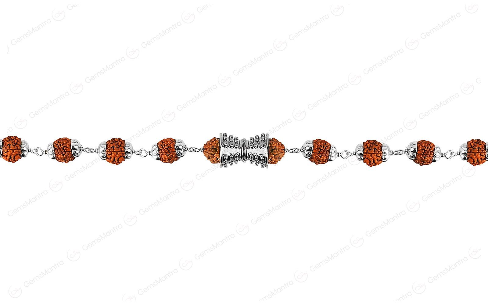 Original 5 Mukhi Rudraksha Silver Damru Bracelet for Kids with Certificate - Image 3