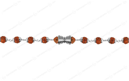 Original 5 Mukhi Rudraksha Silver Damru Bracelet for Kids with Certificate by SAMAHealing - Sustainable Living (View 3)