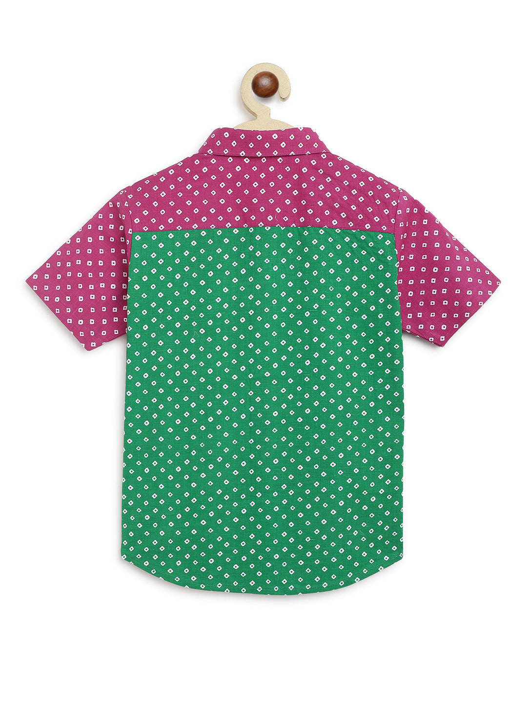 Boys Bandhani Panel Shirt-Multicolour