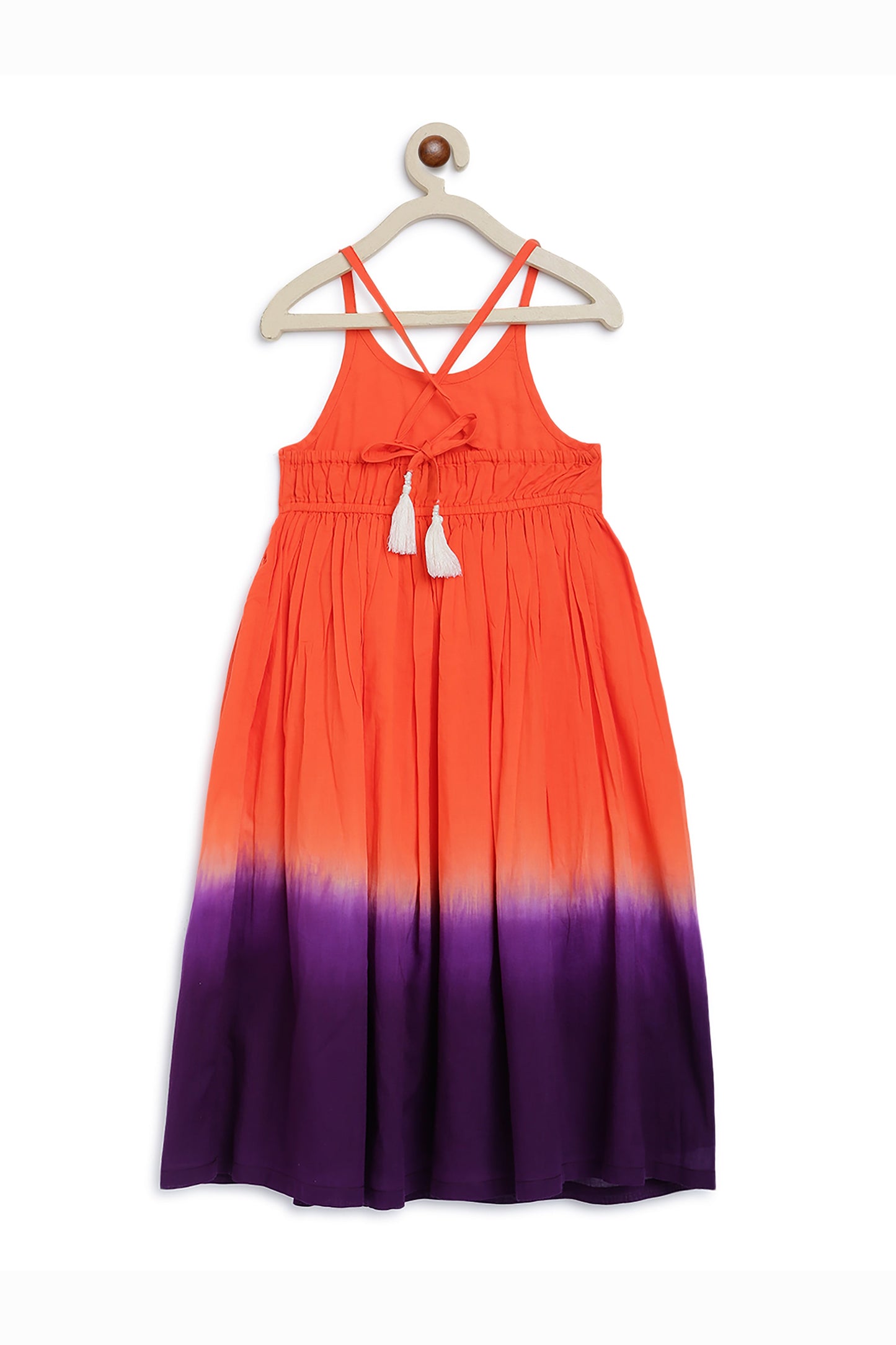Girls Maxi Dress Orange Tie Dye Ombre