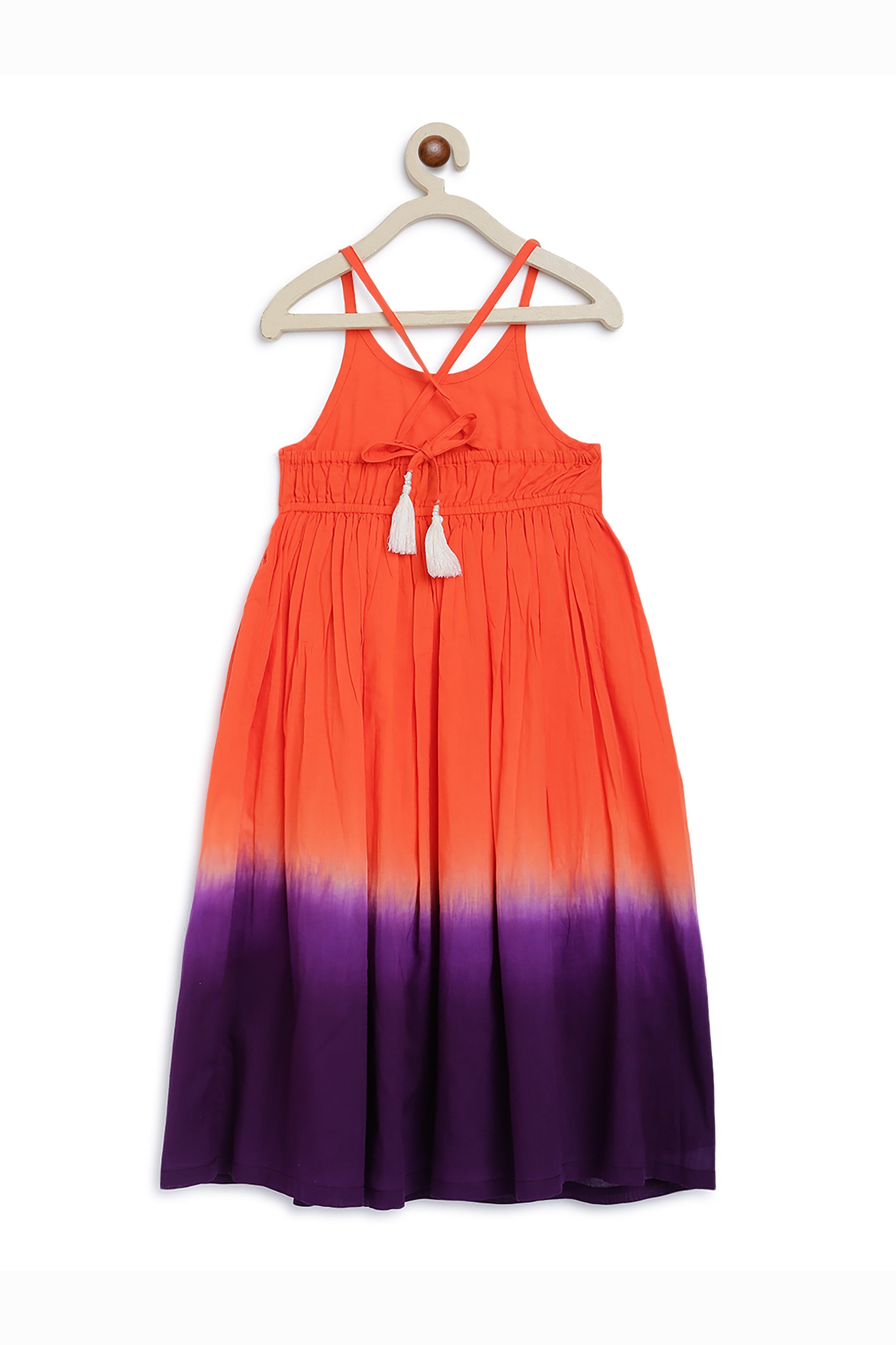 Girls Maxi Dress Orange Tie Dye Ombre - Image 4
