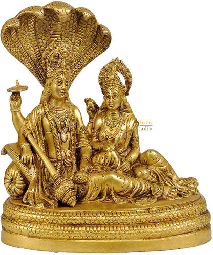Bhagavan Vishnu and Devi Lakshmi Seated on Sheshnag by vendor-unknown - Hindu Gods (View 2)