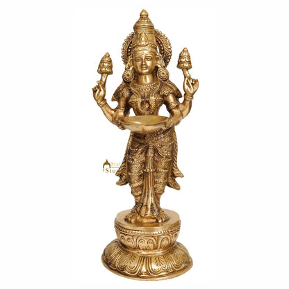 Indian Brass handicraft Welcome Home Decor Deeplaxmi Statue 18" by vendor-unknown - Hindu Gods (View 2)