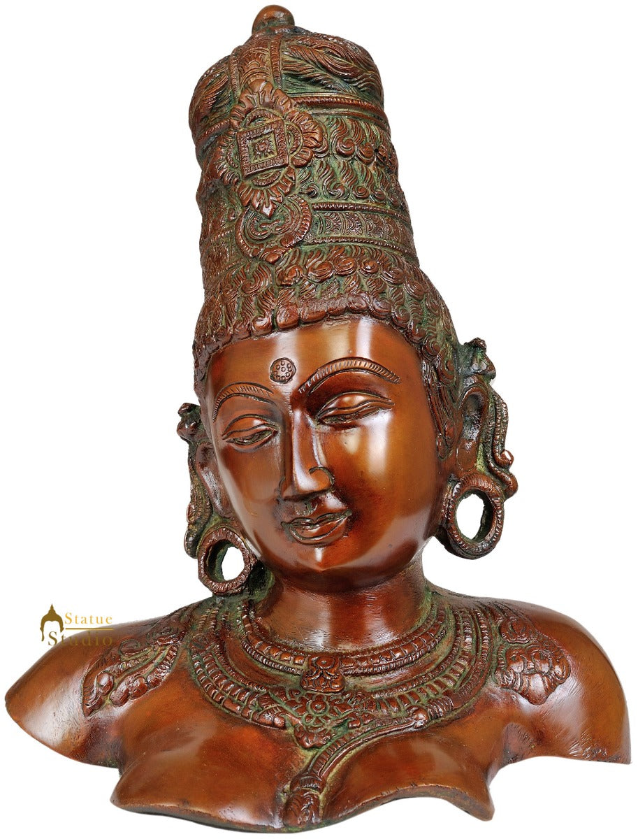 Hindu Goddess Parvati Head Religious Décor Rare Sculpture - Image 2