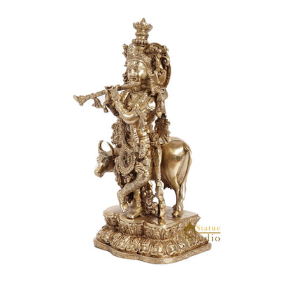 Bhagwan Shri Krishna Murti with Holy Cow Statue For Sale by vendor-unknown - Hindu Gods (View 3)