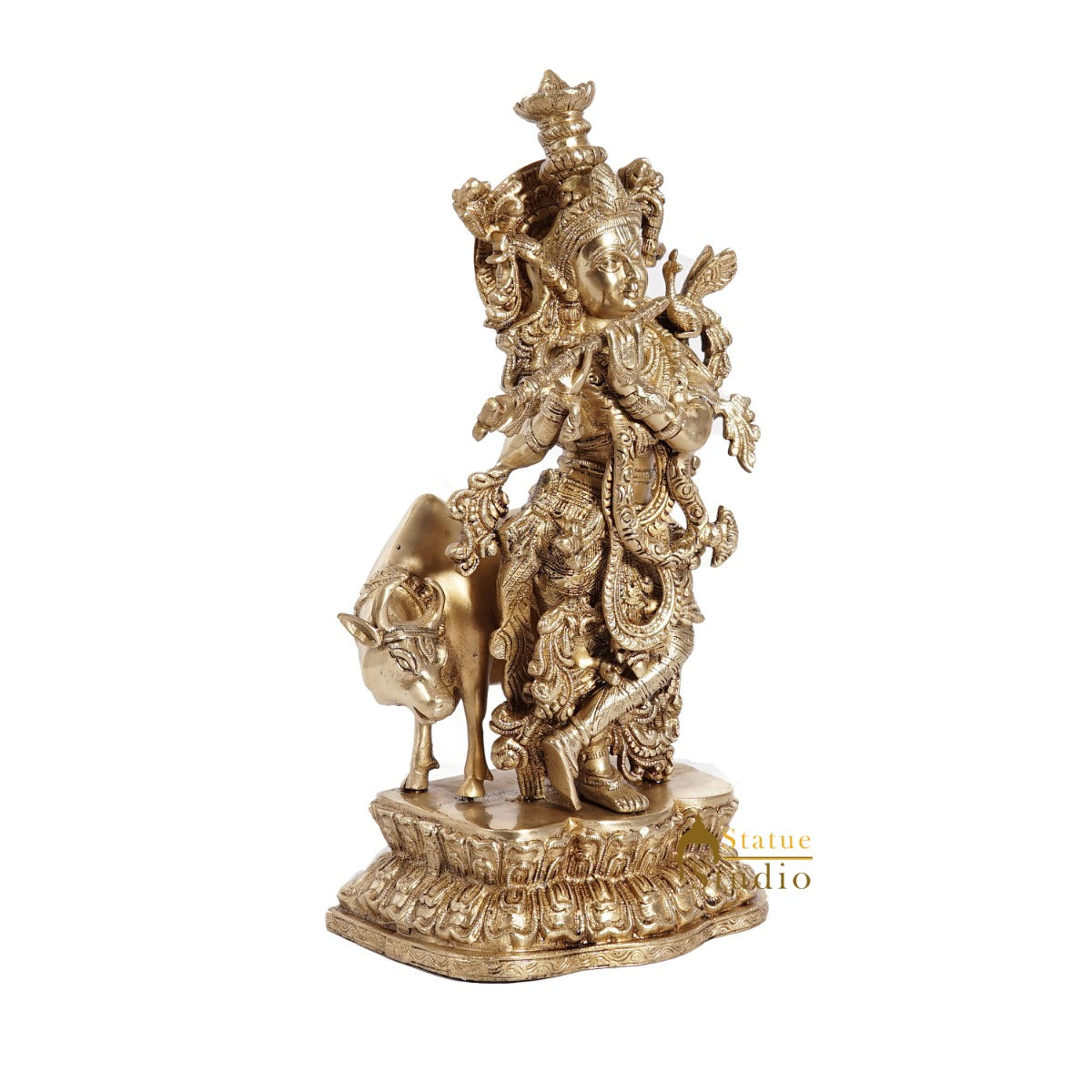 Bhagwan Shri Krishna Murti with Holy Cow Statue For Sale - Image 4