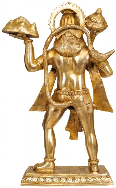 Brass Large Standing Hanuman Statue For Home Decor 2 Feet - Image 3