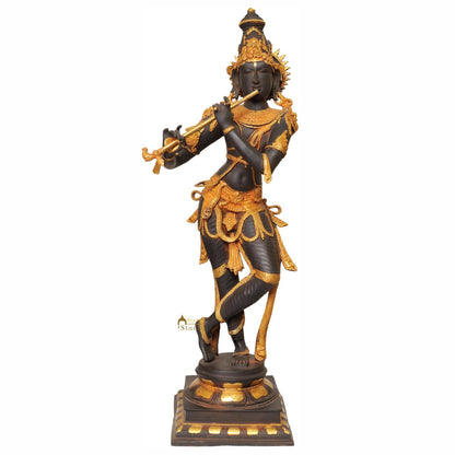 Bhagawan Krishna as Shyam-Sundar Playing on Flute Large Big Idol 3 Feet by vendor-unknown - Hindu Gods