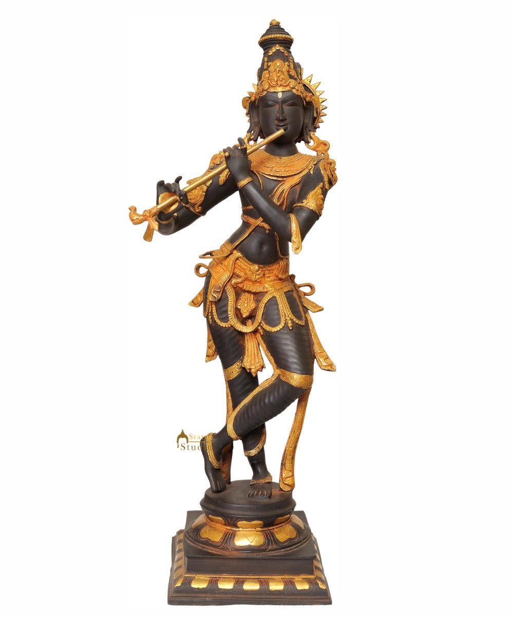 Bhagawan Krishna as Shyam-Sundar Playing on Flute Large Big Idol 3 Feet - Image 2