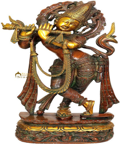Brass Large Krishna Idol For Home Decor 22 Inches by vendor-unknown - Hindu Gods (View 3)