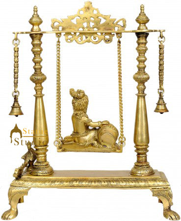 Butter Krishna on a Swing Bal Gopal Idol 16" by vendor-unknown - Hindu Gods (View 3)