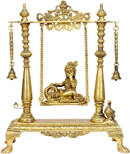 Butter Krishna on a Swing Bal Gopal Idol 16" by vendor-unknown - Hindu Gods (View 2)