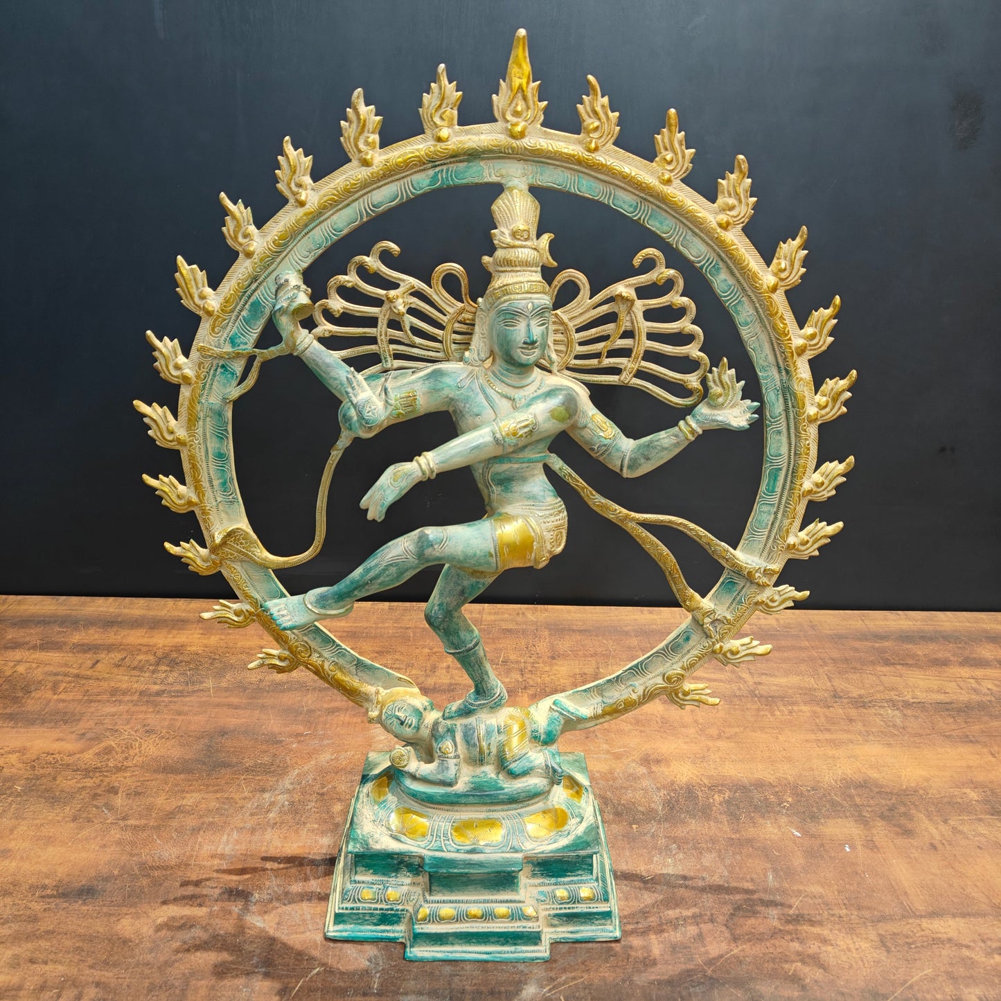 Brass Large Dancing Shiva As Nataraja Idol Antique Finish 2 Feet
