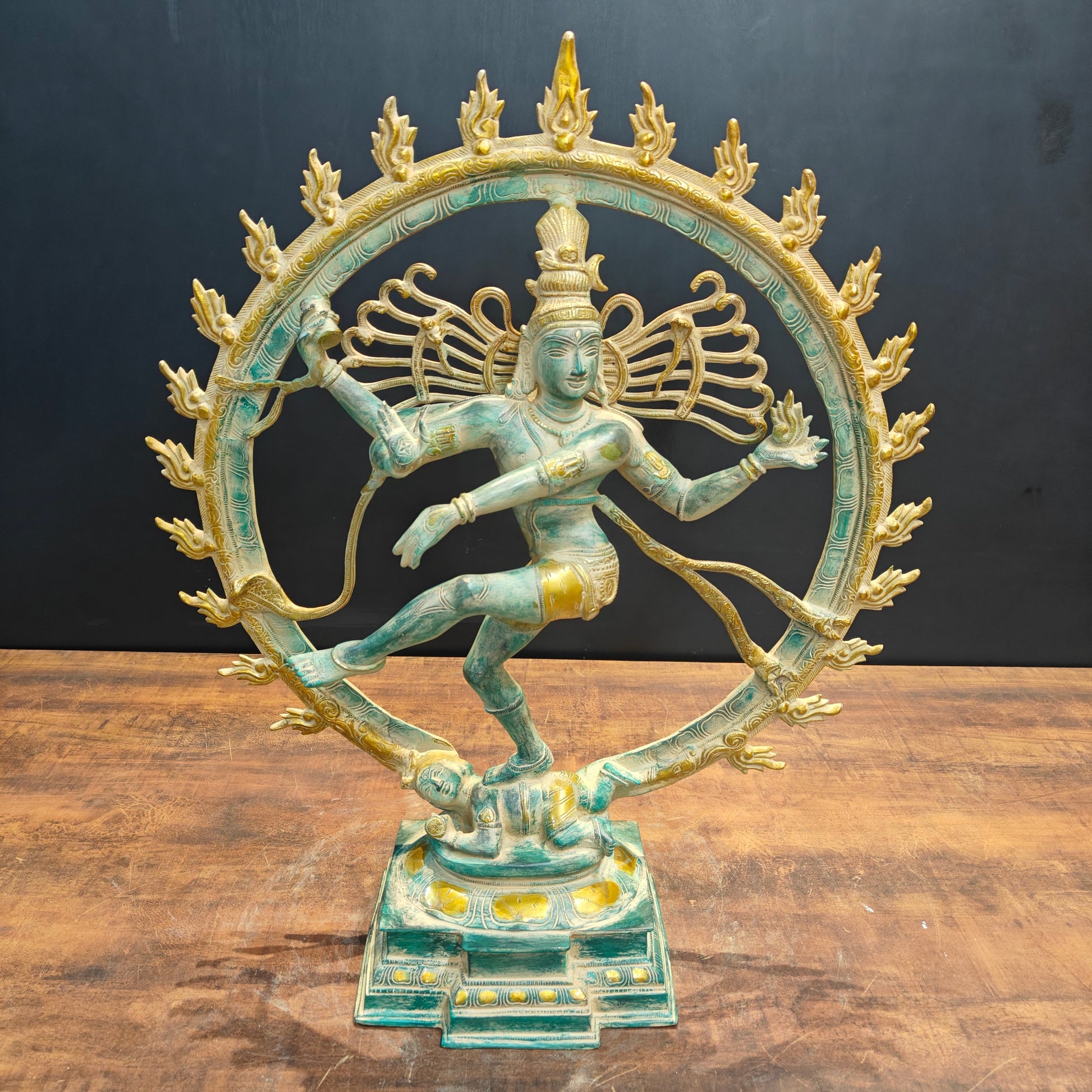 Brass Large Dancing Shiva As Nataraja Idol Antique Finish 2 Feet - Image 3
