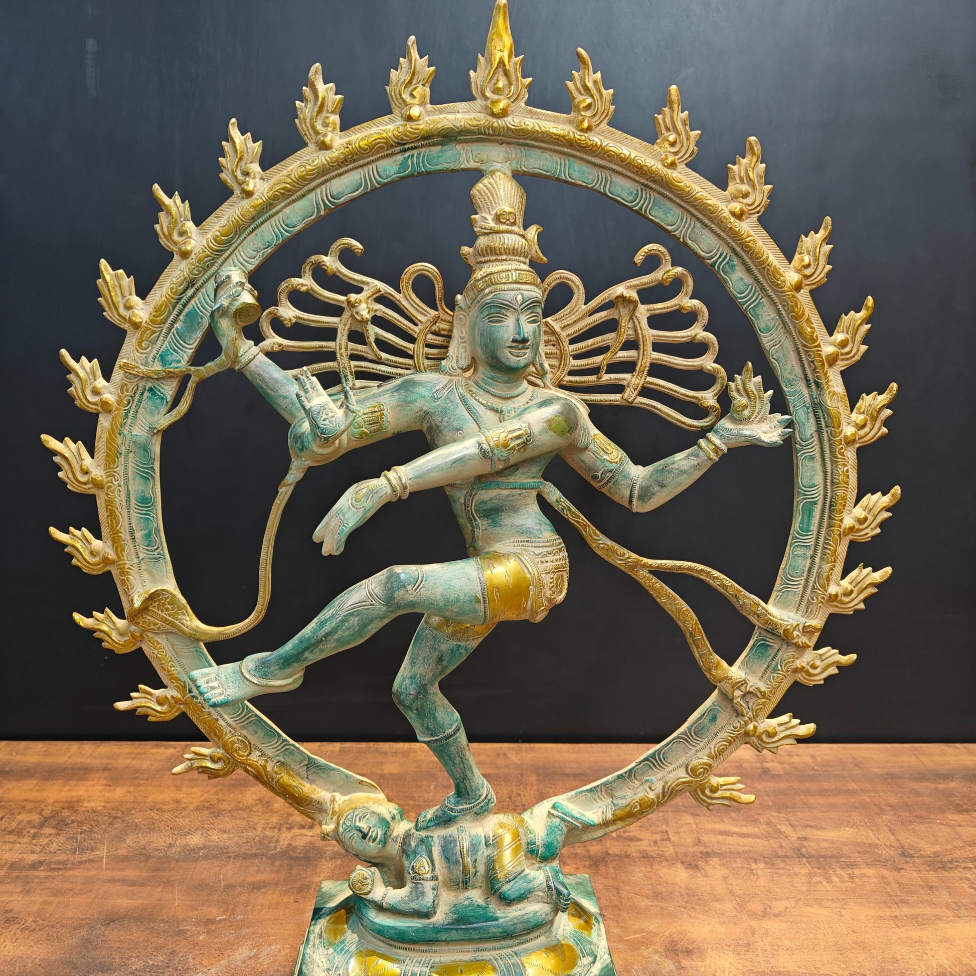 Brass Large Dancing Shiva As Nataraja Idol Antique Finish 2 Feet - Image 4