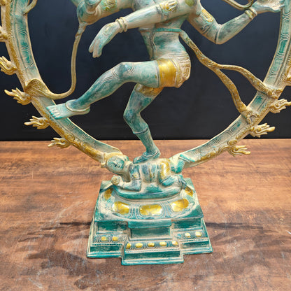 Brass Large Dancing Shiva As Nataraja Idol Antique Finish 2 Feet by vendor-unknown - Hindu Gods (View 5)