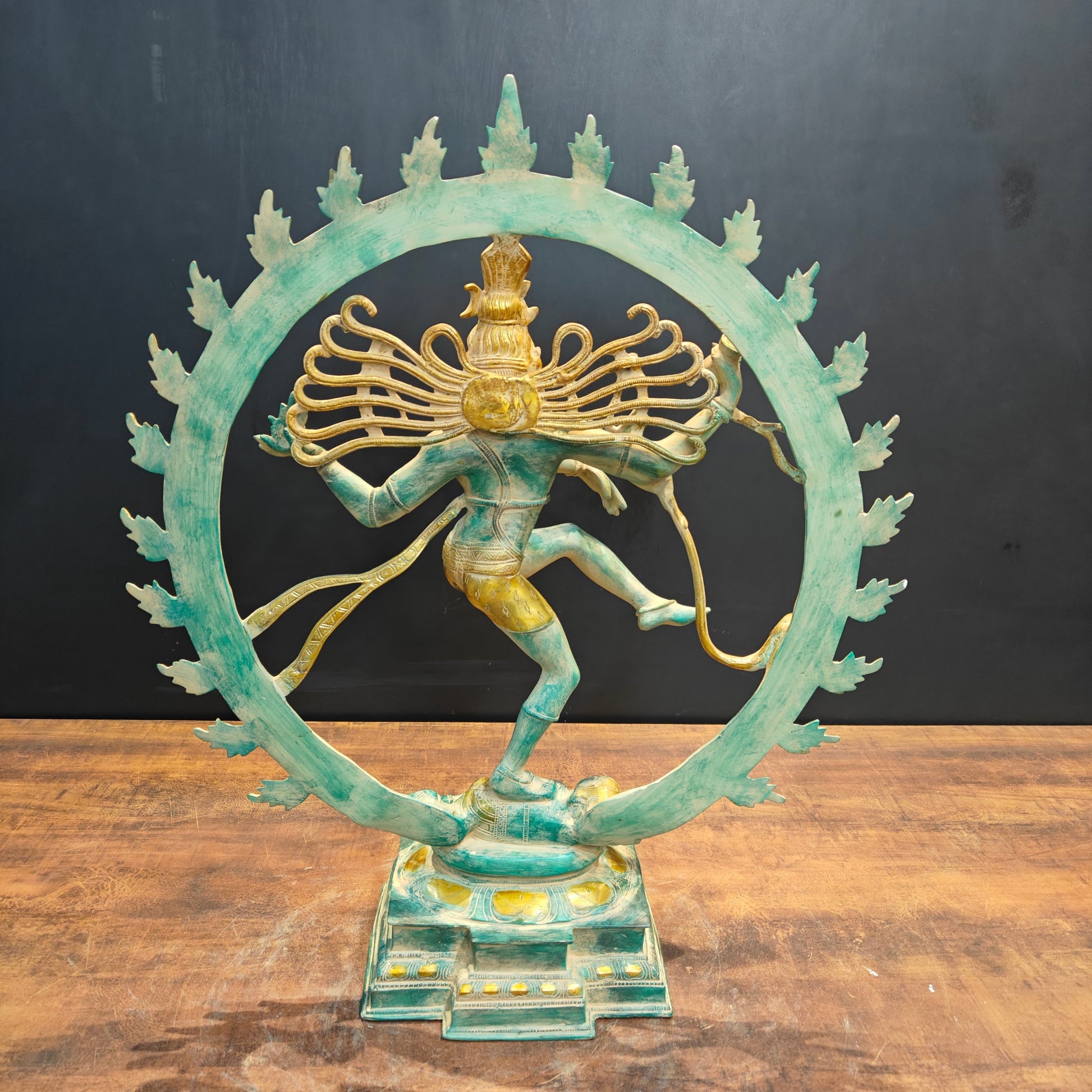 Brass Large Dancing Shiva As Nataraja Idol Antique Finish 2 Feet - Image 6