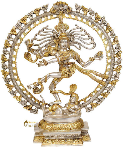 Golden and Silver Hues Fine Home Décor Gifting Natraj Statue 20" by vendor-unknown - Hindu Gods