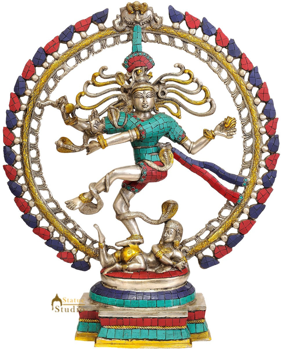 Indian Metal Hindu Dancing God Nataraj Statue For Sale 20" - Image 2
