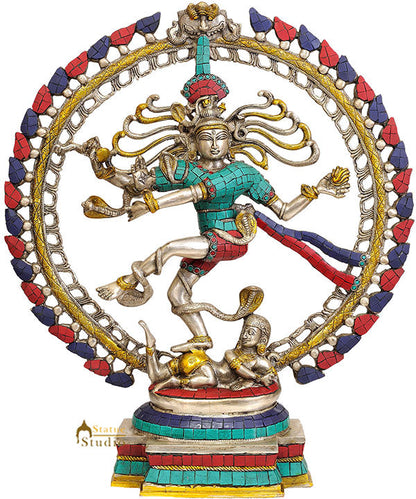 Indian Metal Hindu Dancing God Nataraj Statue For Sale 20" by vendor-unknown - Hindu Gods