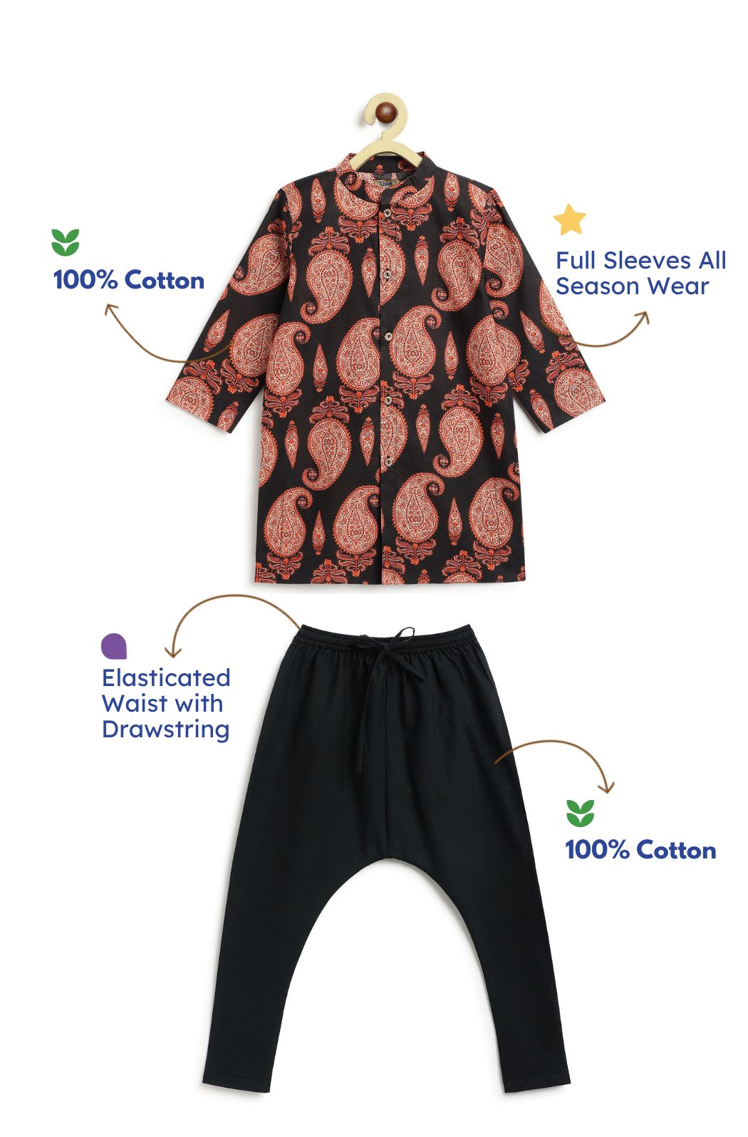 Kashmir Paisley Kurta Set - Image 3