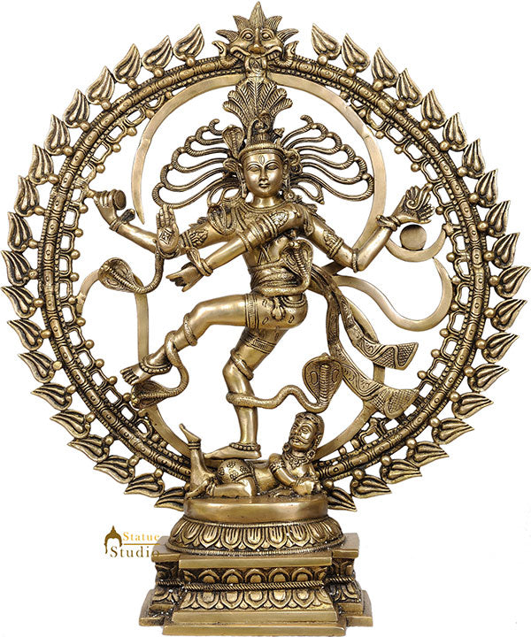 Large Size Dancing Shiva as Nataraja With OM AUM Home Décor 28" - Eco-friendly - Sama Homes
