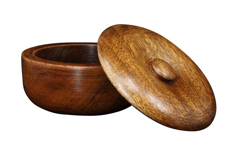 Large Dark Oak Wood Shave Soap Bowl with Lid - No Logo - Eco-friendly - Sama Homes