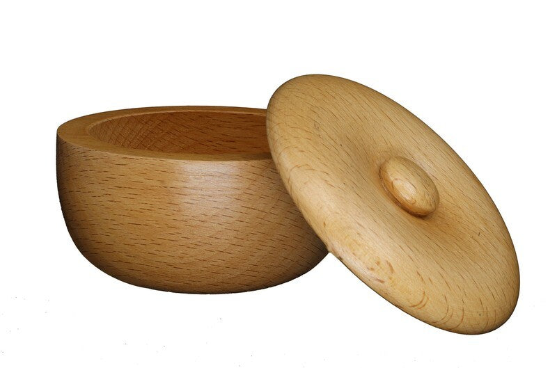 Light Beech Wood Bowl with Lid - No Logo