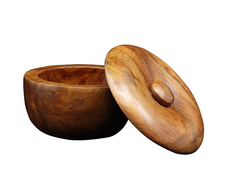 Dark Oak Wood Bowl with Lid - No Logo - Eco-friendly - Sama Homes
